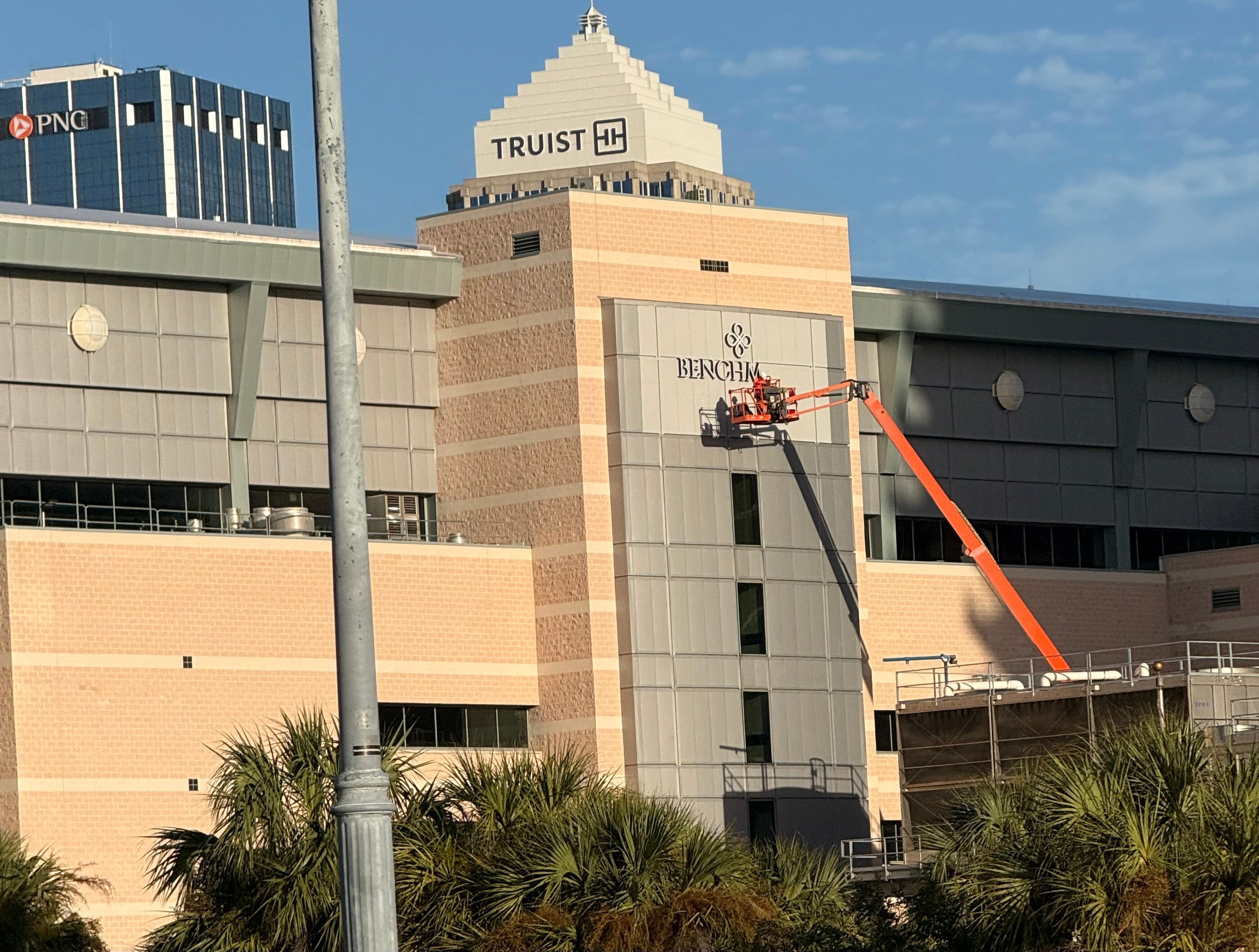 Benchmark International Arena Signage Goes Up Across Garrison Channel from Harbour Island in Tampa